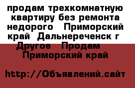 продам трехкомнатную квартиру без ремонта недорого - Приморский край, Дальнереченск г. Другое » Продам   . Приморский край